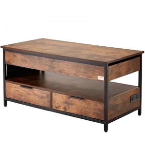 Lift Up Coffee Table, 39.4 in Rectangle Coffee Table with Storage Drawers Vevor