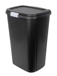Hefty 13gal Odor Block Trash Can Black: Kitchen Touch-Top Garbage Can, Tight-Fitting Lid, Indoor, Rectangle, Matte Finish