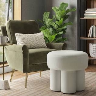 Boucle Fully Upholstered Accent Ottoman Stool Cream - Threshold™