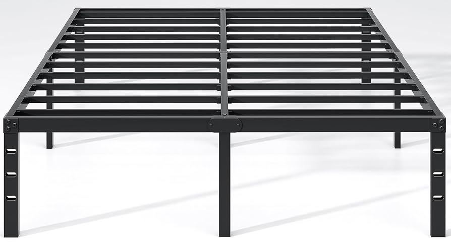 Metal Bed Frame,Queen Size Bed Frame with Storage Space,Heavy Duty Sturdy Mattress Foundation,Easy Assembly,No Box Spring Needed, Black,14 Inch,Queen