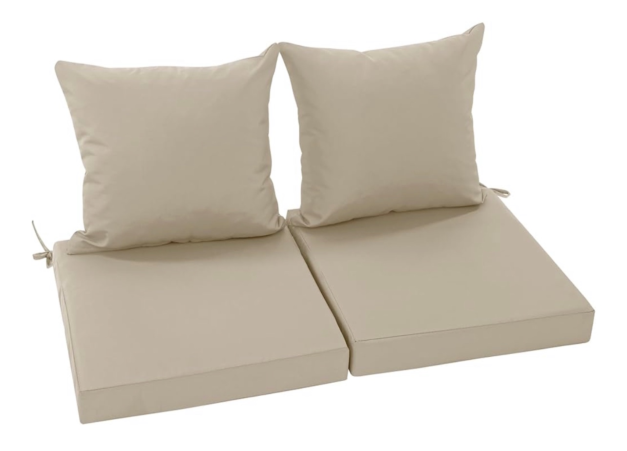 Summsun Patio Chair Cushions 22 x 22 Inch, Water Resistant Backrest Pillow and Seat Cushion Set for Outdoor Furniture, Sectional Sofa Cushion Replacments, Cream, Set of 2