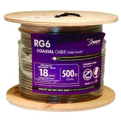 Southwire 56918245 500-Feet Dual Shields Type RG 6/U 18 AWG Coaxial Cable, Black