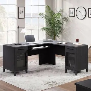 (Missing a box) Aldrik 65.984" W L-Shaped Executive desk