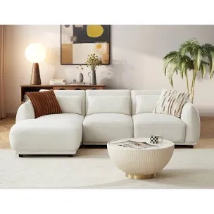 (Left seat only) Ballyrobert 4 - Piece Upholstered Sectional Teddy Wool Modern Sectional Sofa 3 Seat L Shaped Convertible Modular Sectional Sofa with Reversible Ottoman