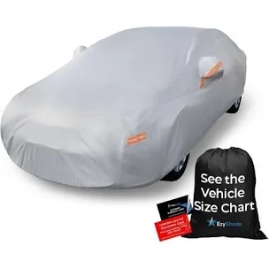 EzyShade 10-Layer Car Cover Waterproof All Weather - See Vehicle Size-Chart - Car Covers for Automobiles & Car Snow Cover - Full Exterior Covers - Winter Rain Sun SUV Sedan. Size A4 (See SizeChart)