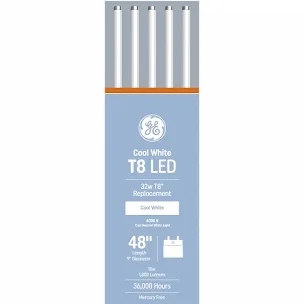 GE LED Linear 32-Watt EQ 48-in Cool White Medium Bi-pin (t8) Linear Type A LED Tube Light Bulb (20-Pack)