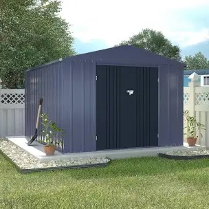 (incomplete) veikous outdoor metal storage shed with lockable door air vents for garden