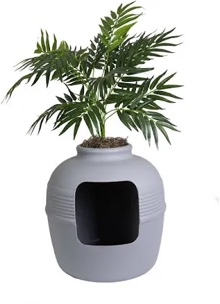 Bundle & Bliss Secret Litter Box Hidden Cat Litter Box Plant, Soft Grey