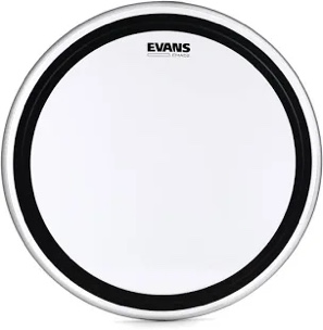 evans emad2 clear bass drum head, 22” – externally mounted adjustable damping system allows player to adjust attack and focus – 2 foam damping rings for sound options - versatile for all music genres