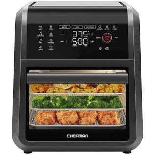 Chefman 12-Quart 6-in-1 Air Fryer Oven with Digital Timer, Touchscreen, and 12 Presets - Family Size Countertop Convection Oven, Dishwasher-Safe Parts