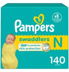 Pampers Baby Diapers - Swaddlers - Size 0, 140 Count, Ultra Absorbent Disposable Newborn Diaper