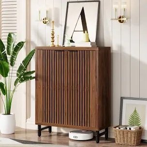 24 pair shoe storage cabinet with 2 shutter doors