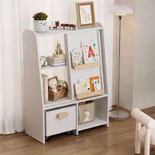 Kids Bookcase with Sliding Door and Drawer, Organizer Cabinet, Book Display