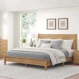 Solid Bed Natural Solid Panel Bed , High Quality Red Oak Solid Bed, Suitable For Bedrooms, Guest Rooms, Personalized Homestays, Etc.