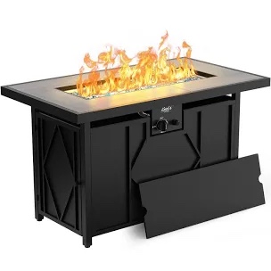 57" propane fire pit table,50000 btu gas fire pits table with lid &lava rock& waterproof cover