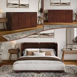 westfield low profile wood murphy bed chest with 6" mattress