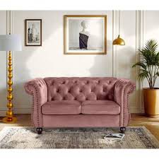 61.42'' wide velvet chesterfield design loveseat