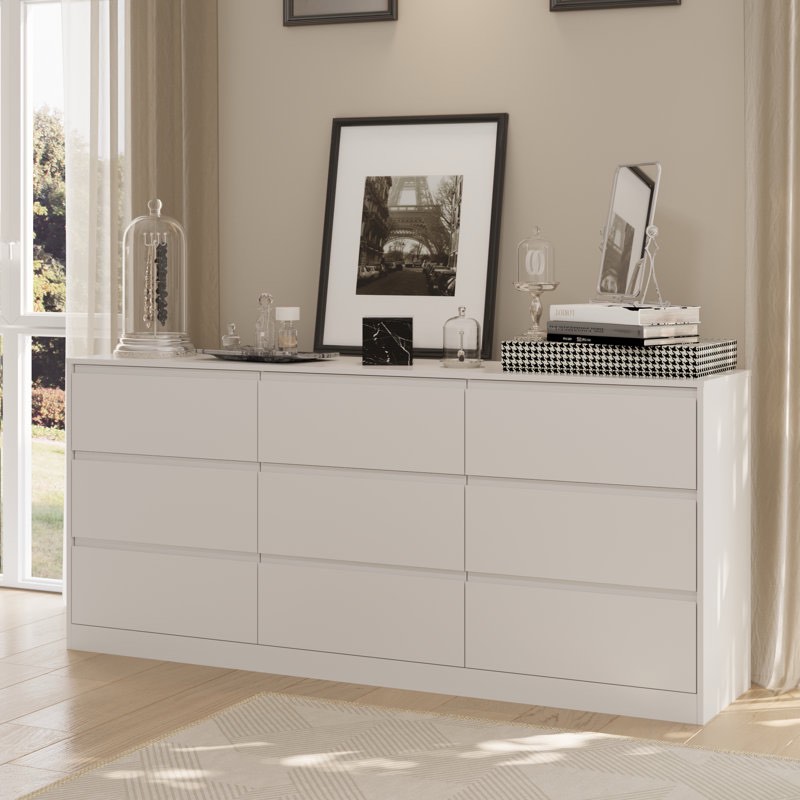 70.87w dresser with 9 drawers, large modern chest of drawers with deep drawers
