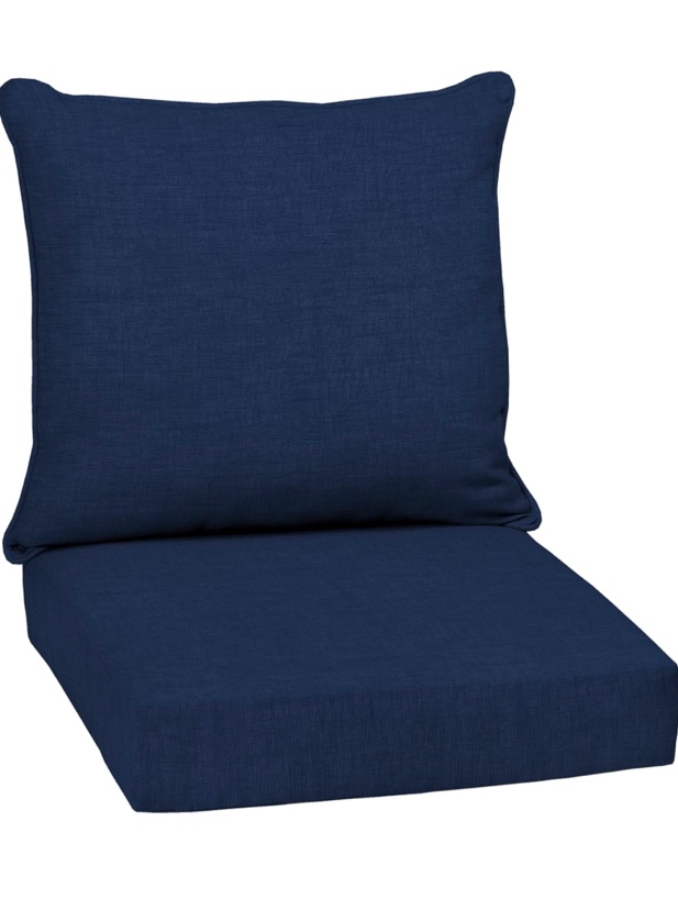 Arden Selections Outdoor Deep Seat Set, 24 x 24, Rain-Proof, Fade Resistant, Deep Seat Bottom and Back Cushion 24 x 24, Sapphire Blue Leala