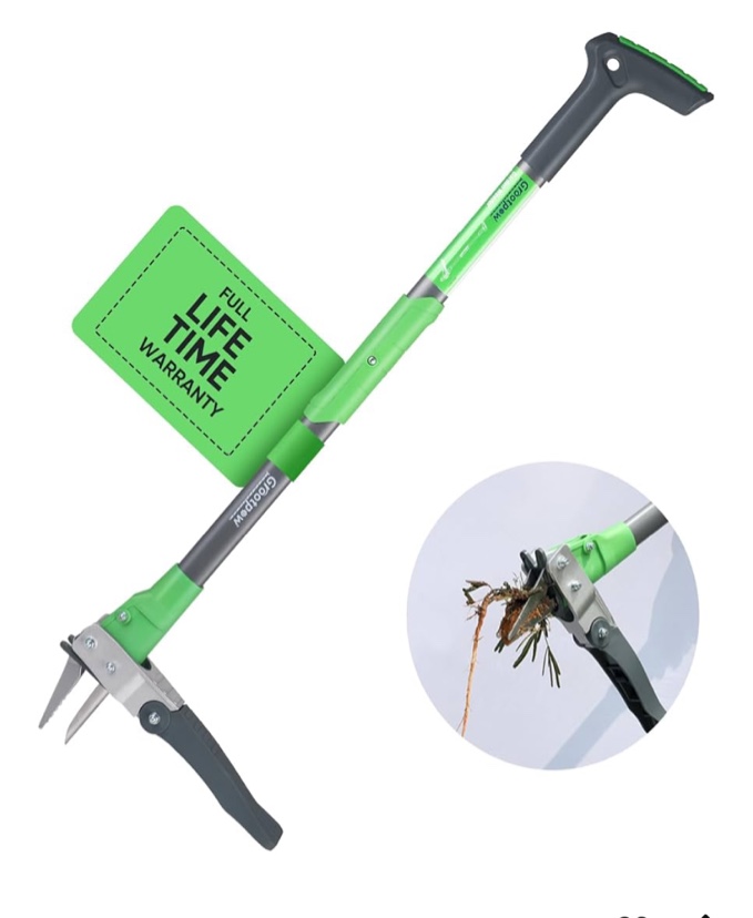 grootpow wp5 heavy duty weed puller tool, stand up dandelion weeder with 40" handle, 3 claws & fiberglass foot pedal, weeding tool made with cast-iron, easily remove weeds without bending or kneeling