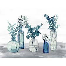 Watercolor Navy Leaf Arrangements In Glass Containers