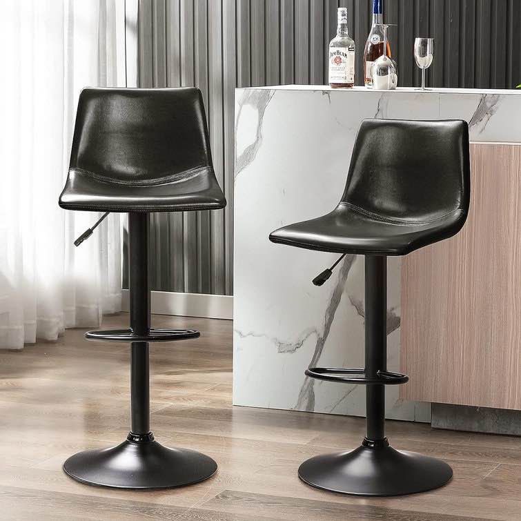 Halima Swivel Upholstered Adjustable Height Counter Stool with Metal Frame (Set of 2)
