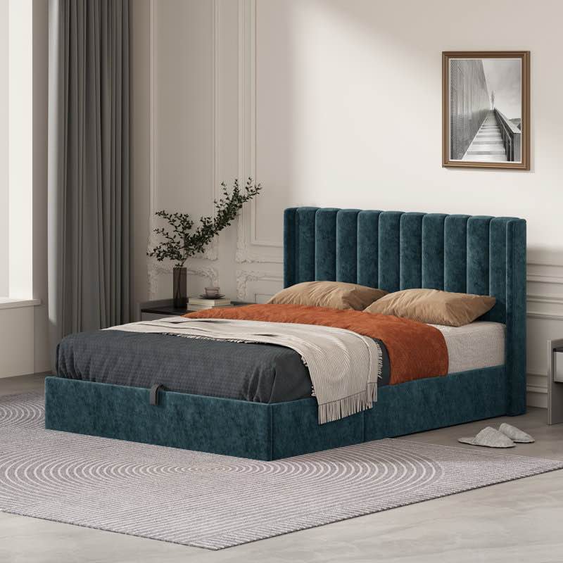daizia lift up storage platform bed with wingback headboard