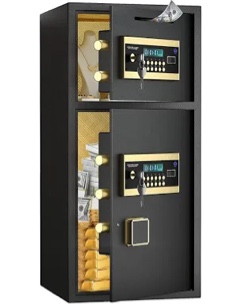 Extra Large Safe Box, Double Door Security Safes Heavy Duty, Home Office Cabinet Safe with Fireproof Document Bag, Deposit Slot & Adjustable Shelf, Hidden Box for Jewelry, Money, Gun