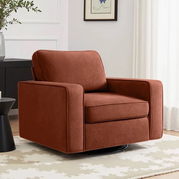 reddish brown 36.2" Wide Upholstered Swivel Accent Armchair