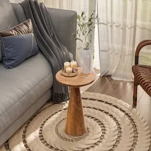 Modern Neutral Wooden Living Room End Table, Side Table 18"
