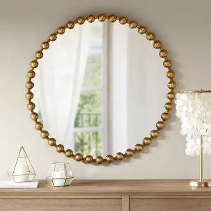 marlowe beaded round wall mirror