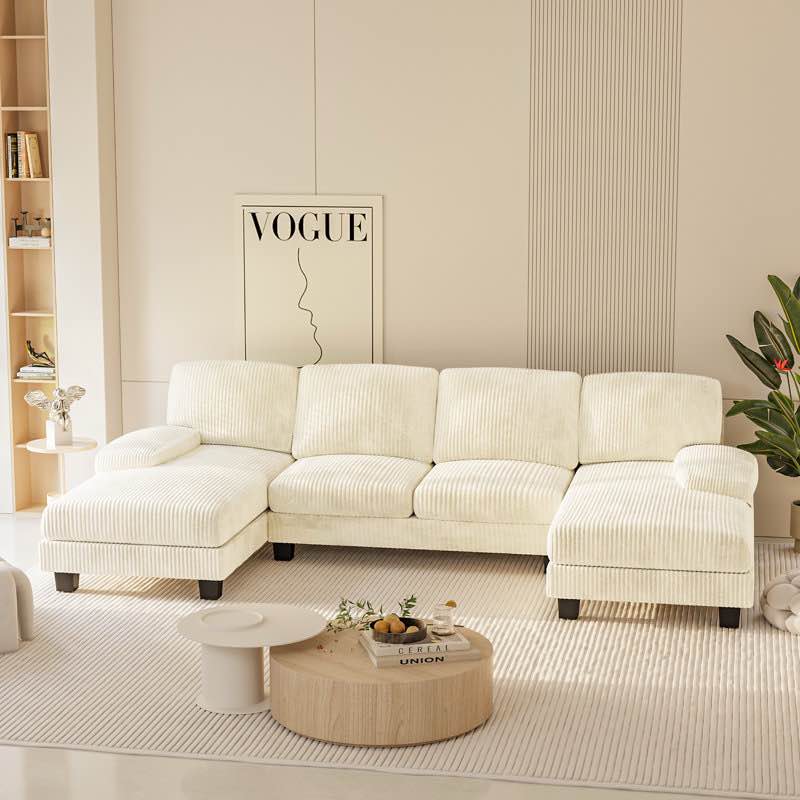 6 Seat U-Shaped Sectional Sofa, 105" Wide Modern Soft Sofa Couch with Double Chaises