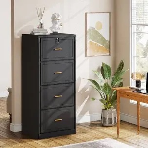 4-drawer File Cabinet, Vertical Filing Cabinet With Lock, Wood File Cabinet For Home Office(Broken wood) 