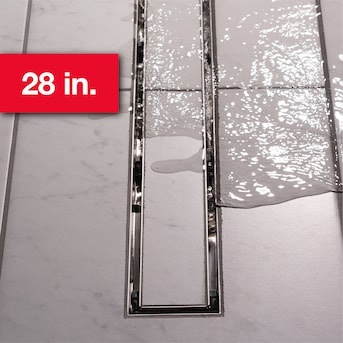 oatey vivante 28-in stainless steel linear shower drain with tile-in cover