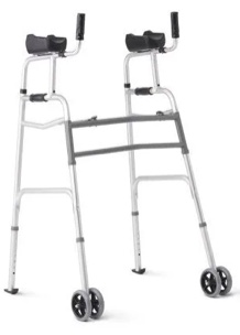 Medline Upright Walker with 5” Dual Wheels, Forearm Walker with Armrests, Height Adjustable, 300lb Weight Capacity