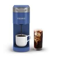 keurig k-slim + iced single serve coffee maker, brews 8 to 12oz. cups, blue