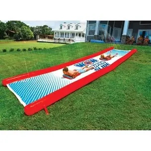 wow sports super slide giant backyard slip and slide with sprinkler, extra long water slide 25 x 6 ft