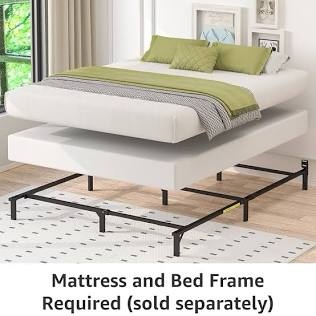 Amazon Basics Smart Box Spring Bed Base, 7-Inch Height Mattress Foundation, Tool-Free Easy Assembly, King, 79"L x 75.5"W x 7"H, White