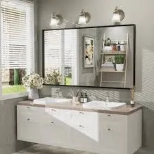 Amara High-Strength Tempered Glass and Aluminum Alloy Framed French Cleat Mounted Wall Decor Bathroom Vanity Mirror with 5-Year Warranty