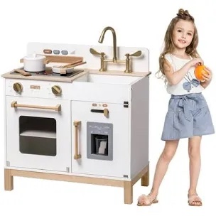wooden kitchen playset for kids, montessori, 3+,