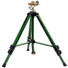 impact sprinkler on tripod base, heavy duty tripod sprinklers with brass head & 3/4" connector, 360 degree large area coverage irrigation sprinkler, adjustable heights sprinkler for yard gray