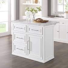 Cutler Faux Marble Top Kitchen Island Box 2Of2 White/White Marble