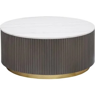 Acus Round Marble Top Coffee Table White