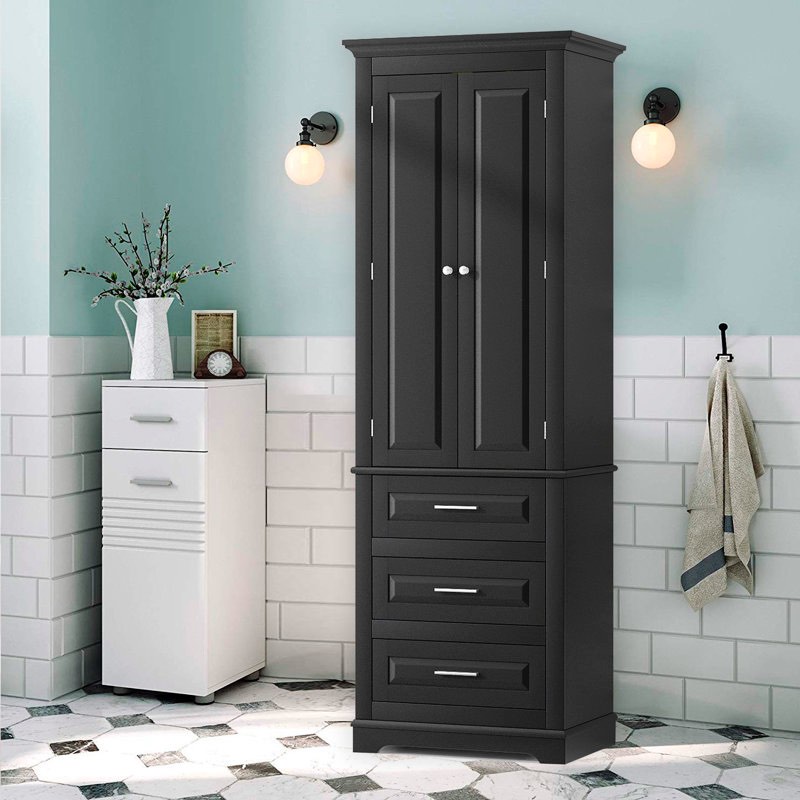 Neomy 70" Tall Bathroom Storage Cabinet, Freestanding Linen Cabinet with 3 Drawers for Bathroom and Office,Modern Style