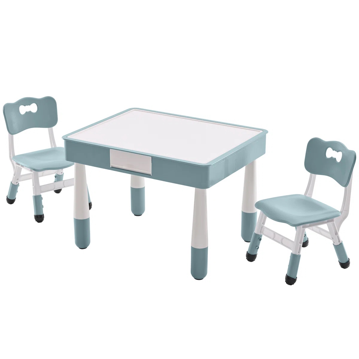 Allonah kids 3 Piece Activity Table and Chair Set with Building Block Tabletop & Graffiti Tabletop