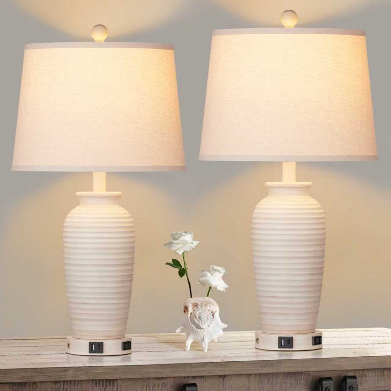 Allisan 24.3" USB Table Lamp Set with Touch Control and Bulbs