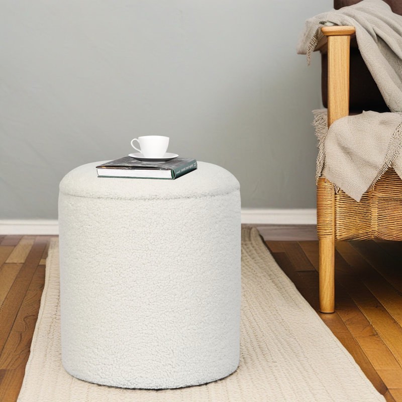 16.9 Inches Height Upholstered Round Storage Ottoman