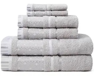 Silver Balio Six piece 100% cotton towel set