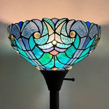 tiffany floor lamp, stained glass lamp shade, vintage antique style