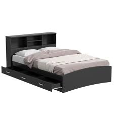 Black queen size bed with storage and headboard and drawers 